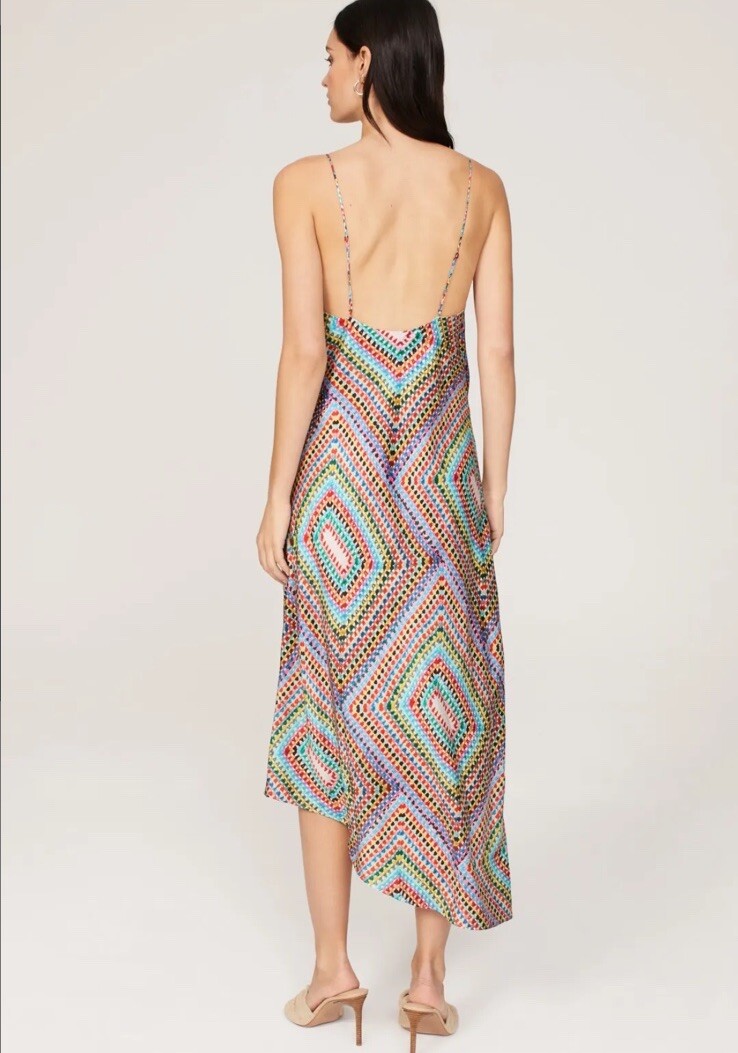 Allsaints Alexia Luisa Midi Slip Dress Multicolor Size 10 Silk Blend