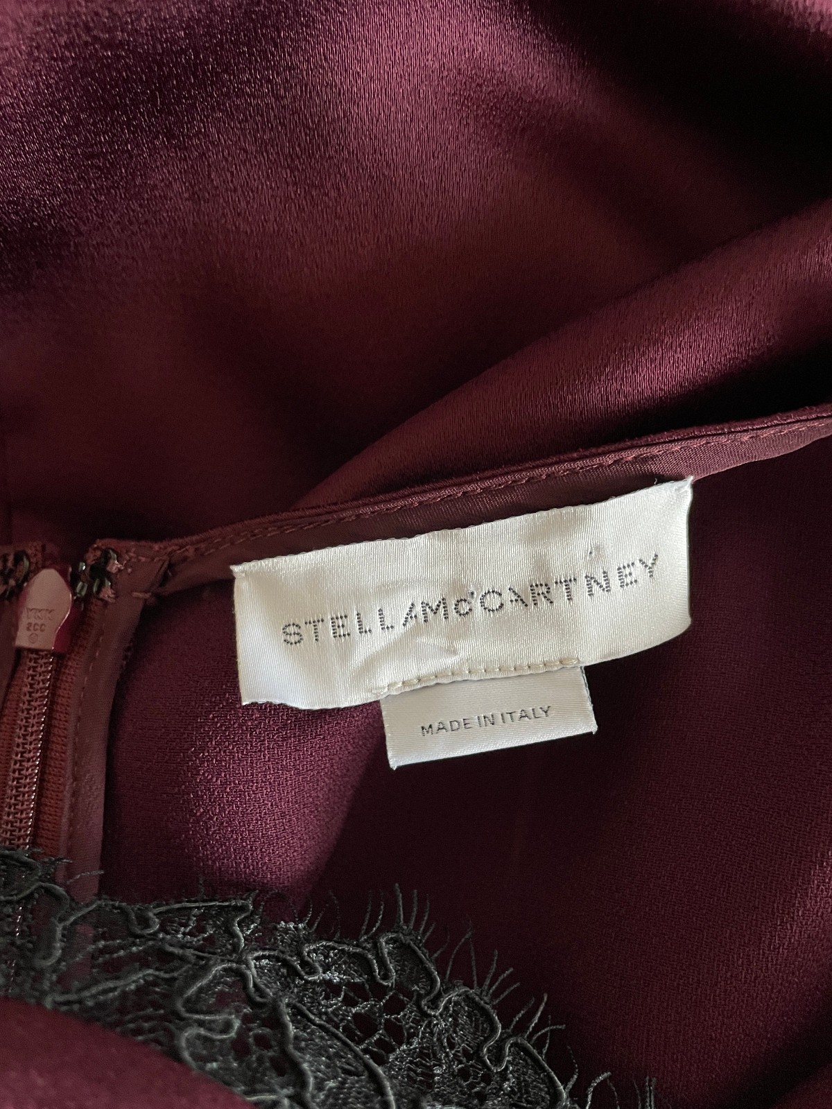 STELLA McCARTNEY burgundy lace-trimmed satin slip dress IT38, UK8/10, US4/6