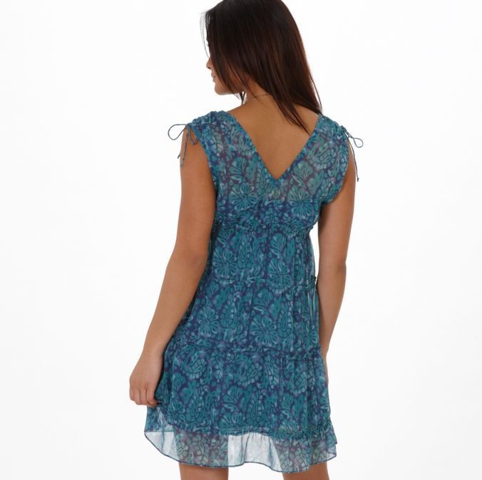 American Eagle AE Women’s V-Neck Printed Chiffon Sundress Dress – Blue – Size 0
