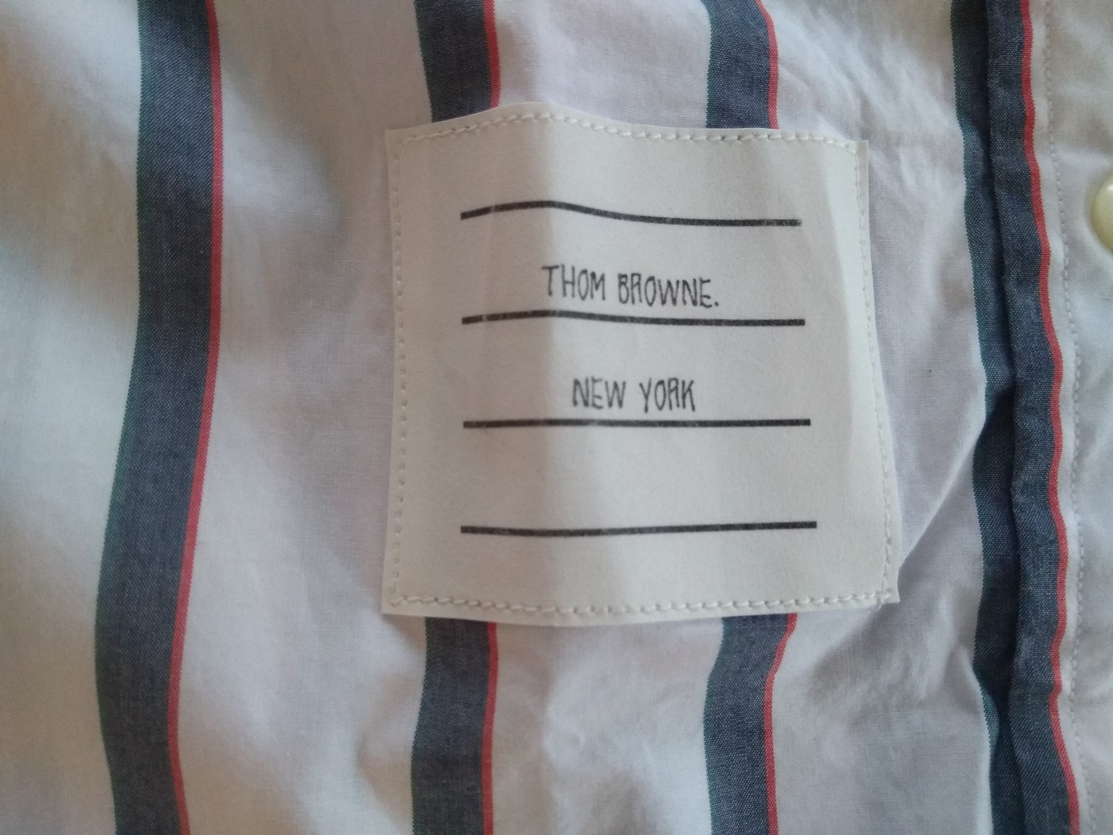 New Thom Browne White Blue Red Broadcloth Thigh Length Cotton Dress TB1 Small
