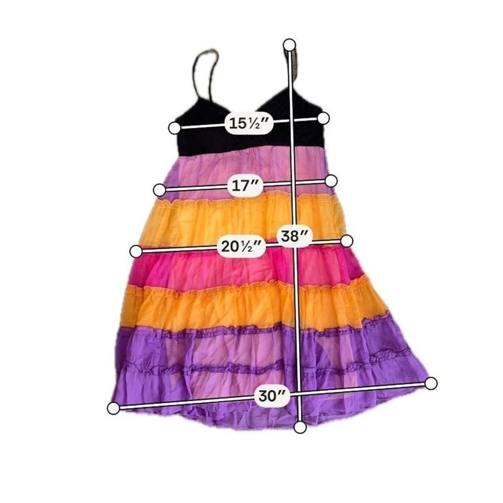 Y2K Sangria Rainbow Tiered Chiffon Babydoll Dress