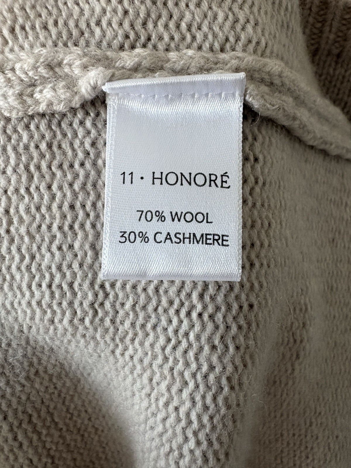 11 Honore Plus Size 4x Neutral Beige Wool-Cashmere Knit Sweater Pocket Dress