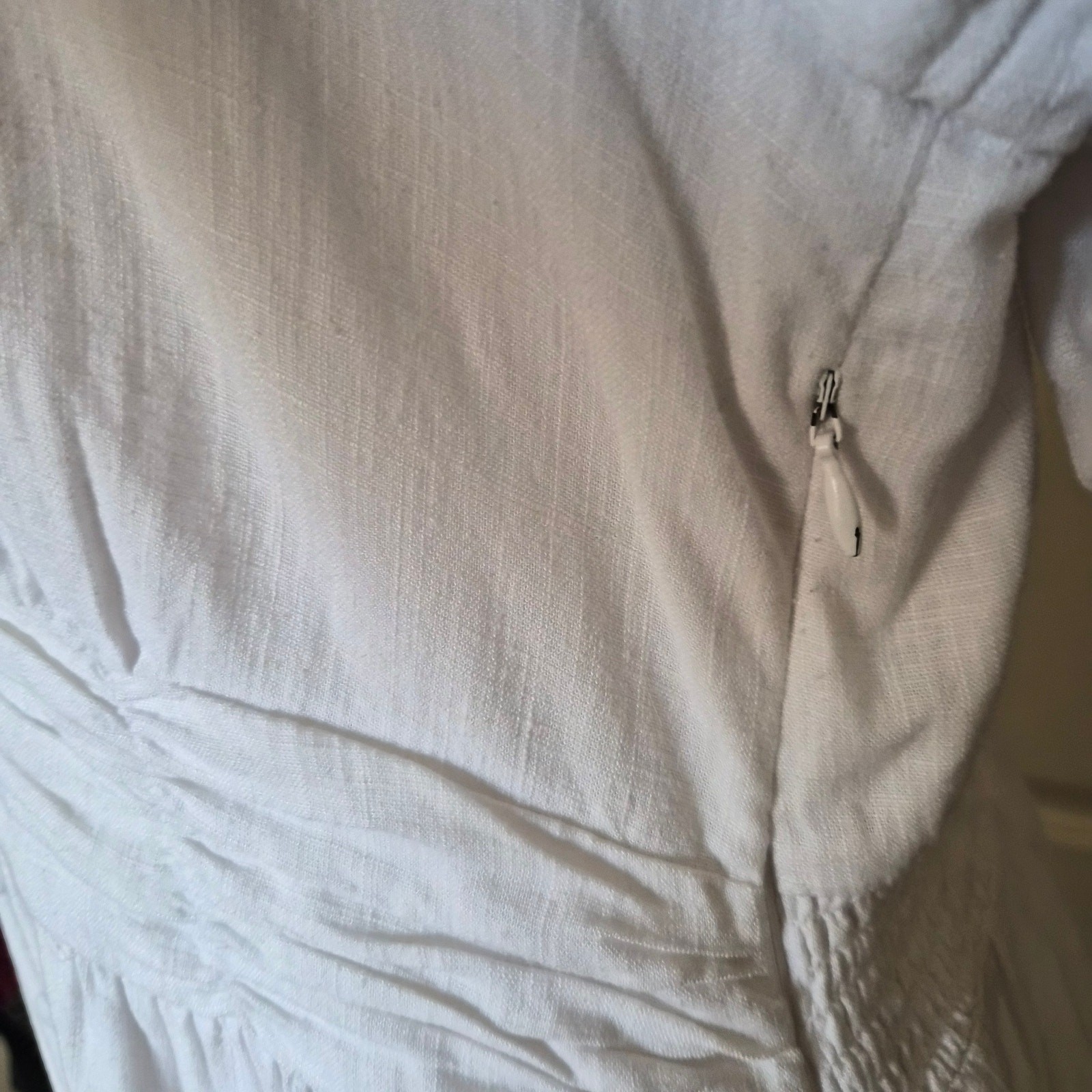 LOFT Ann Taylor White Cottagecore Linen Dress Size 12
