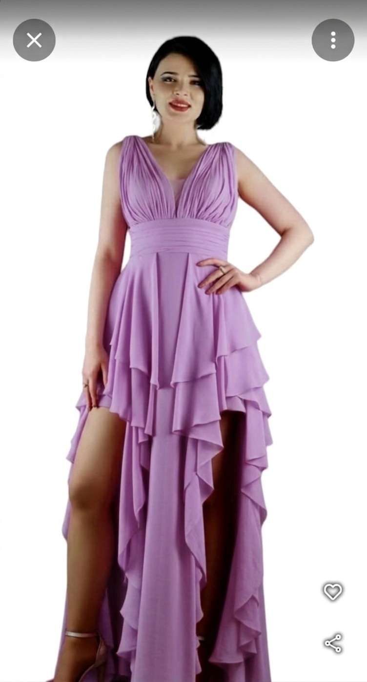 Stunning Purple Gown Elegant Tiered Chiffon with A Bold High Slit