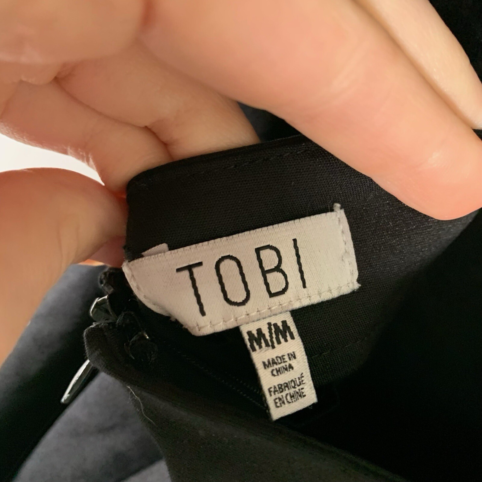 Tobi Mini Dress Women’s Medium Solid Black Zip Hook Eye Back Sleeveless Layered