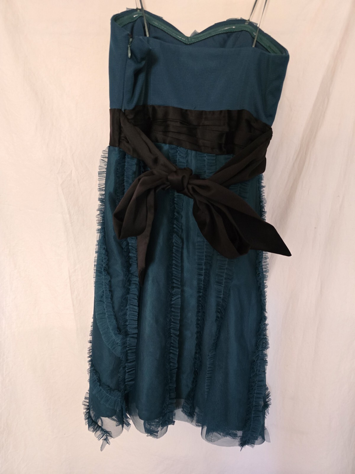 Max & Cleo Dark Jade Sophia Strapless Sweetheart Dress Size 2 Ruffle Tulle