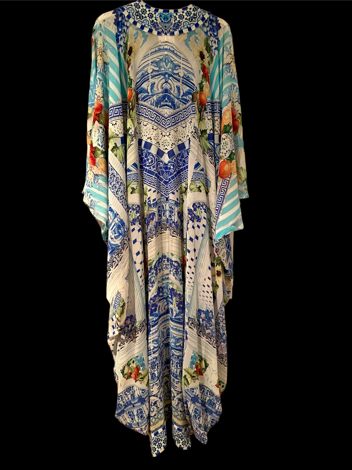 new $899 CAMILLA A NIGHT TO REMEMBER LONG CAPE JACKET KAFTAN SILK CRYSTALS