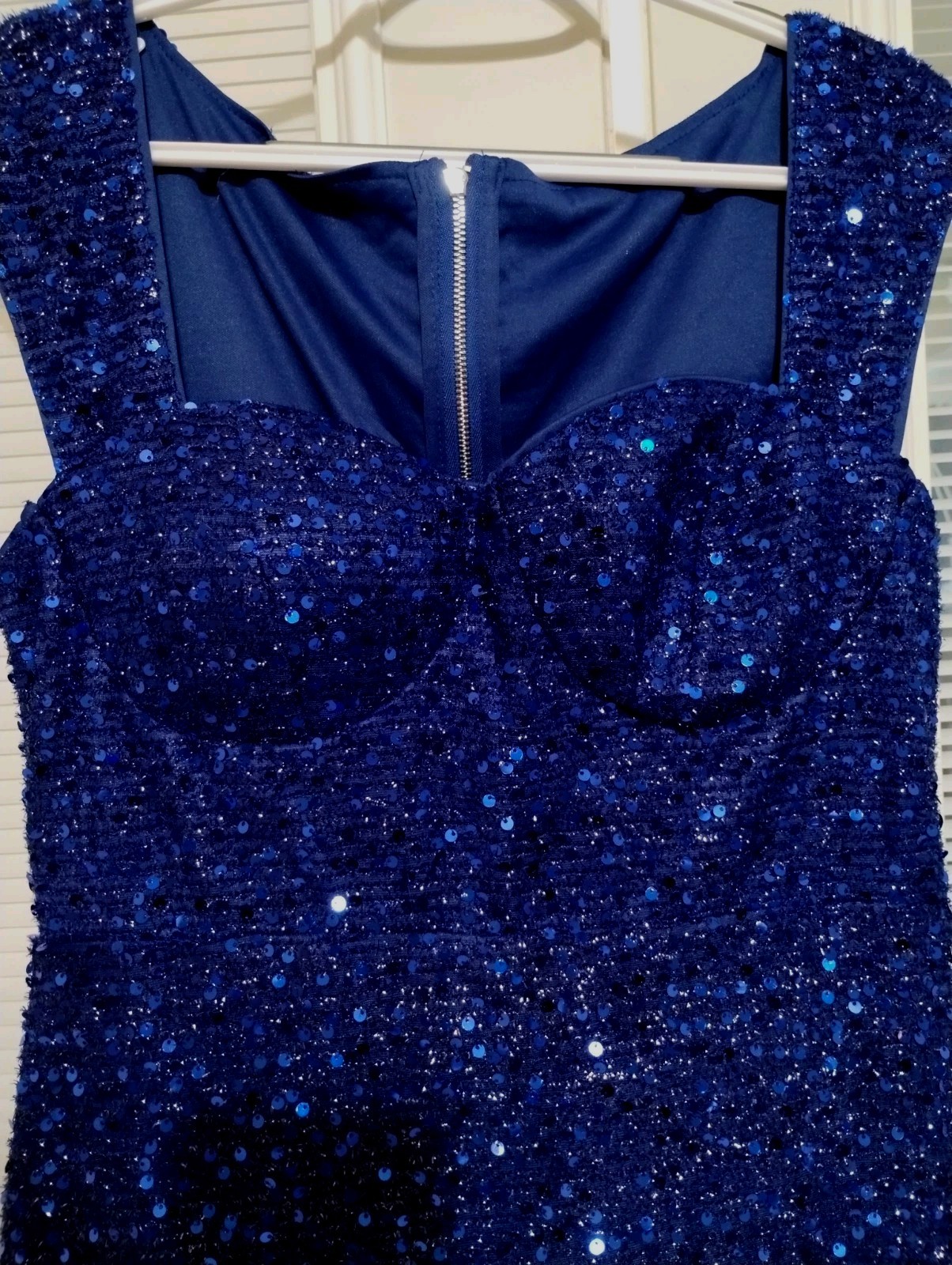 Shein Full Length Sequin Sleeveless Gown Size Large( 8-10) Dark Blue