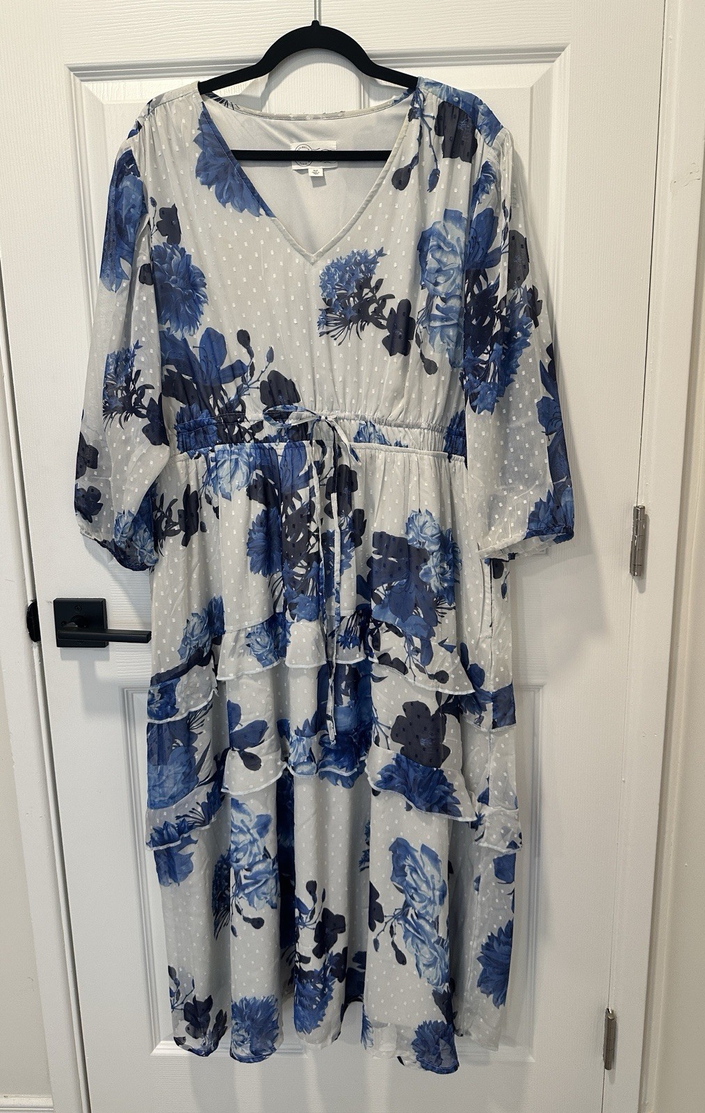 Women’s Blue Floral Tiered Maxi Dress Size XLP