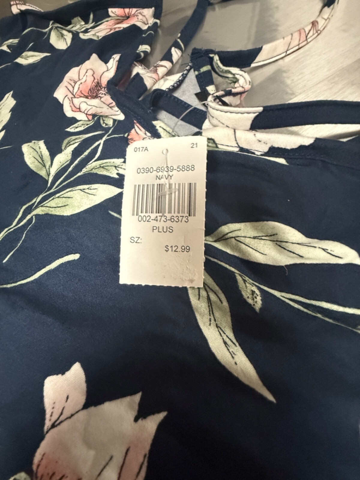 Love Chesley Navy Blue with White & Pink Floral Dress