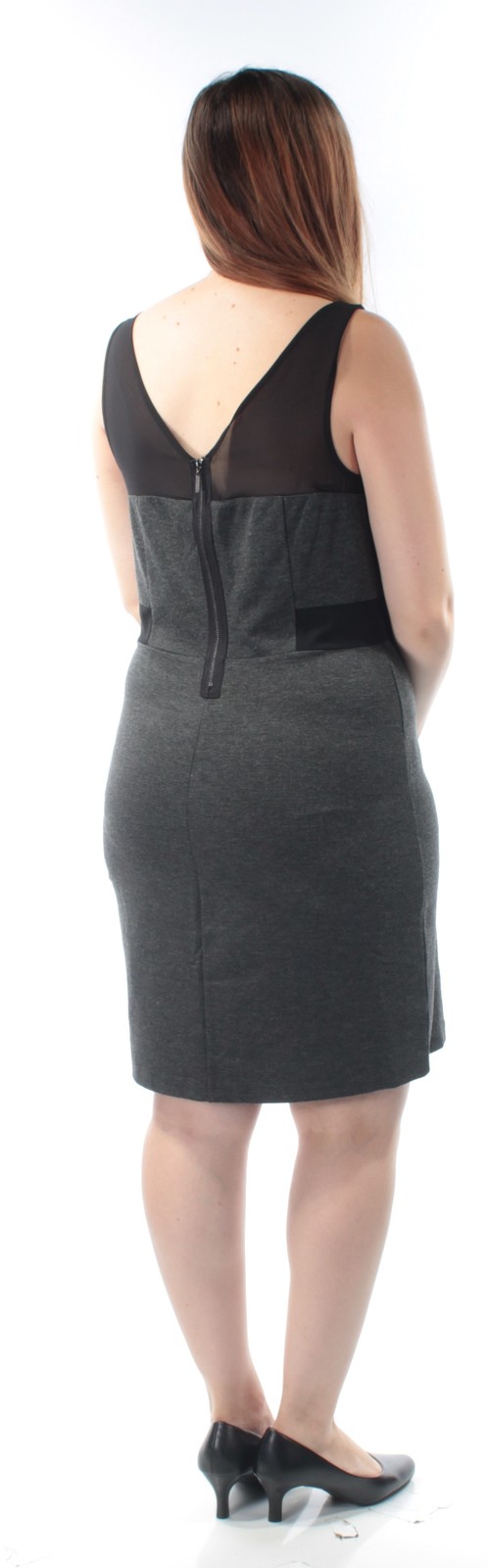 KENSIE Womens Gray Sleeveless Above The Knee Sheath Dress Size: L
