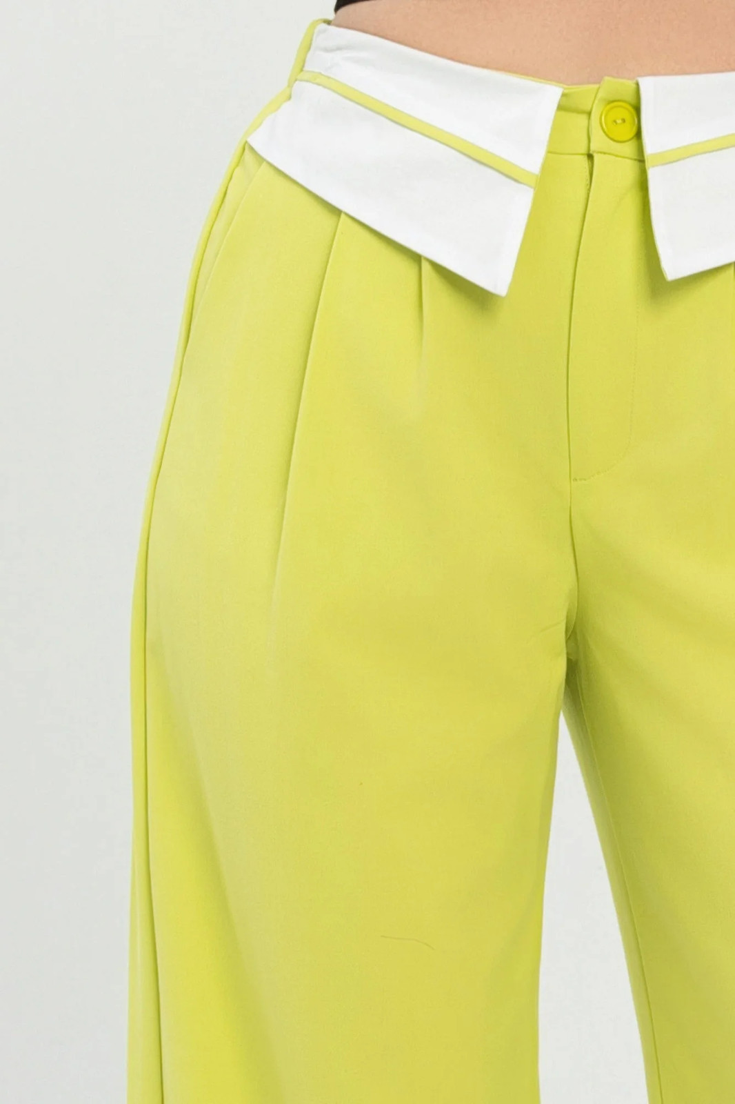 Front Button Fold-over Inside Zipper Pants – Women’s Clothing