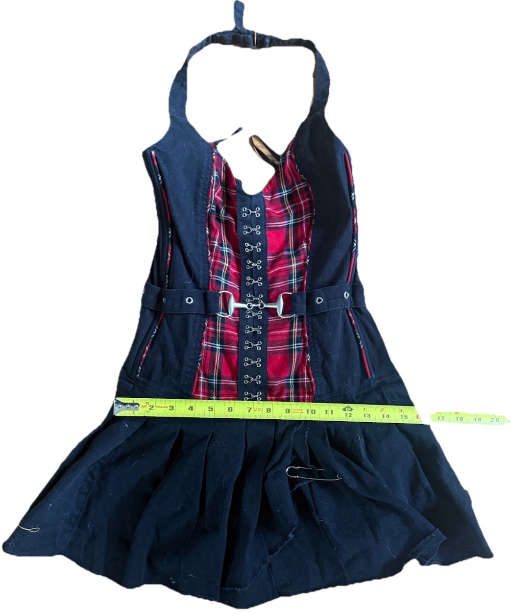 TRIPP NYC Black Red Plaid Short gothic grunge Zip mini skirt S Y2K rave outfit