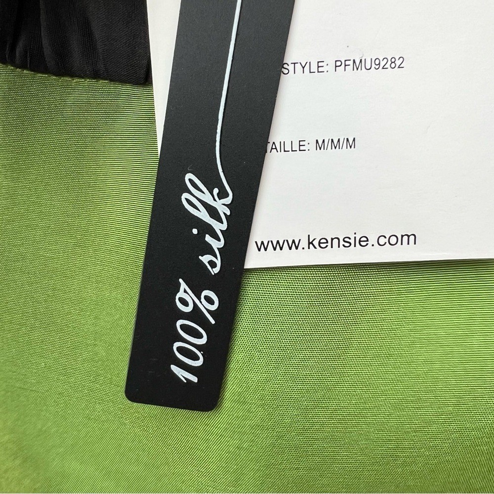 Kensie Silk Striped Flare & Fitted Sleeveless Green Dress Size M