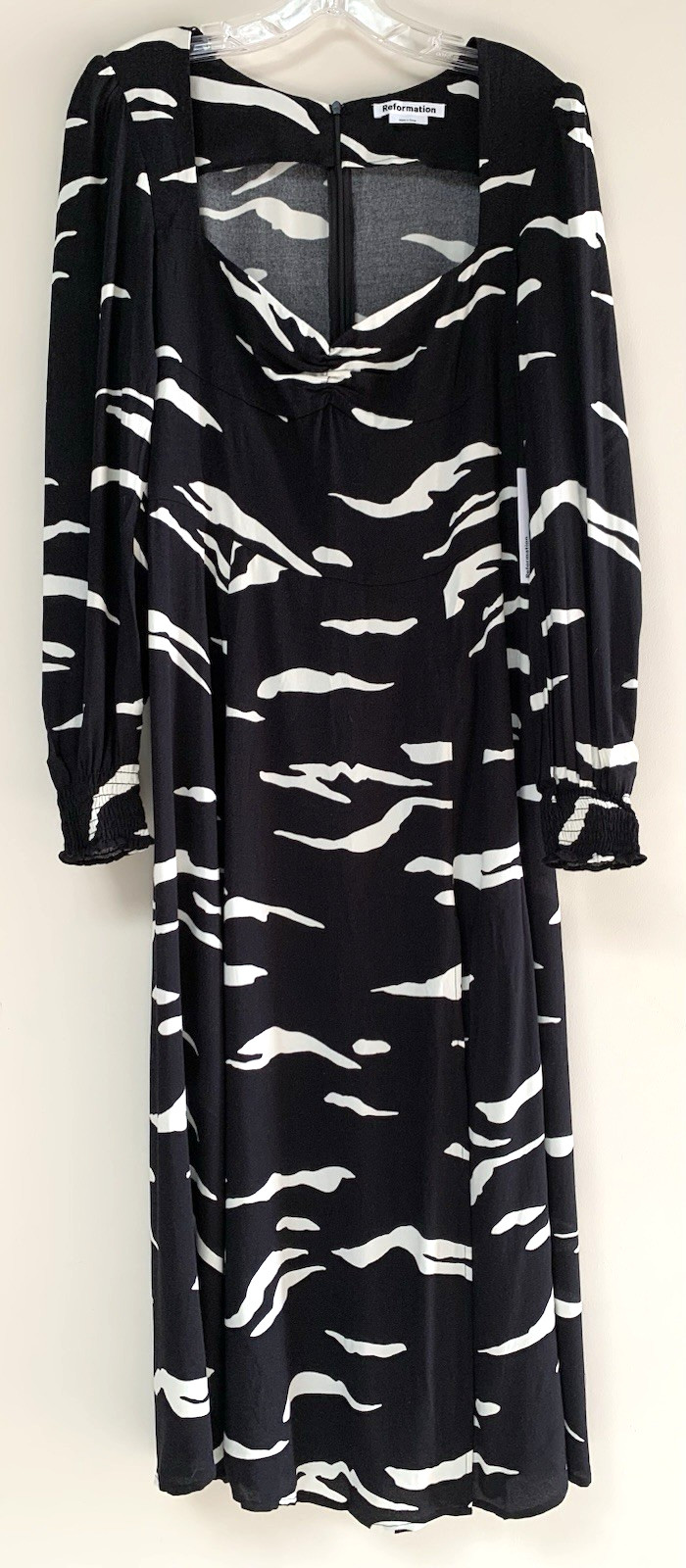 Reformation WALLFLOWER MUSTANG DRESS Black Ivory with Slit Size 10