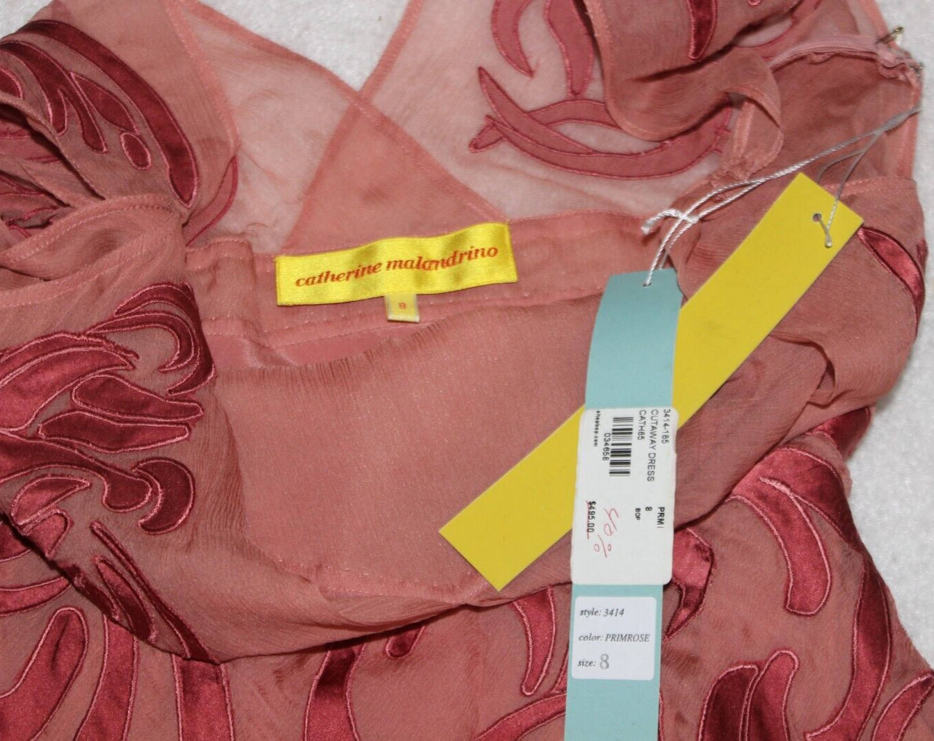 Catherine Malandrino Pink Primrose Silk Dress V Neck Sleeveless Geometric NWT 8
