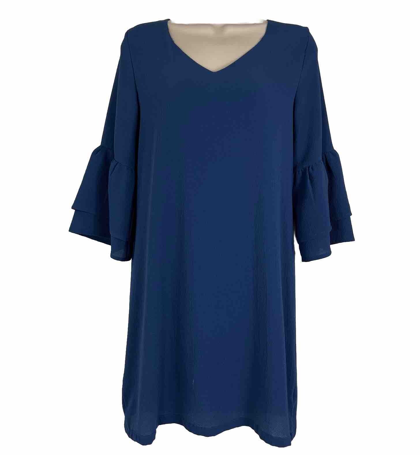 Belongsci Shift Dress Women’s Small Half Ruffle Sleeve V Neck Above Knee