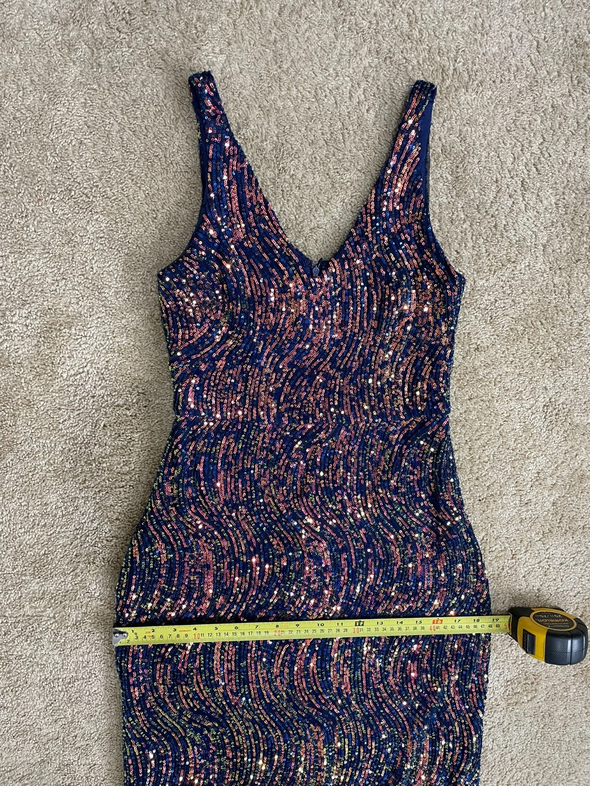 Nightway Size 8 Full Sequin Blue Maxi Dress Gown Formal Prom Gala Wedding Guest