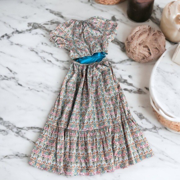 J.Crew Side Cutout Organic Cotton Midi Dress Size 2 Liberty Giorgia Duke Fabric