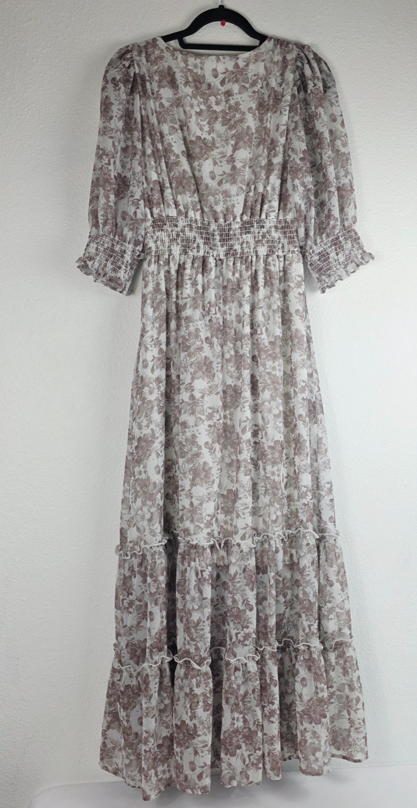 Altar’d State Prairie Floral Cuffed Puff Sleeve Maxi Dress Medium Tiered Cottage