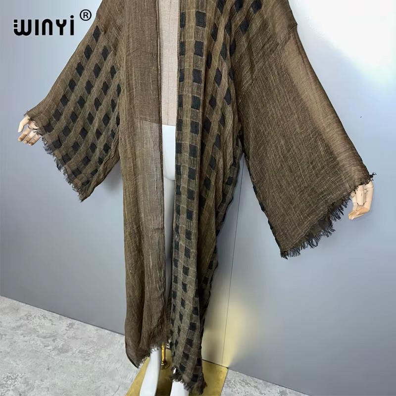 Retro Kimono Kaftan Beachwear Hand Dyed Cardigan Evening Dress Abaya Dubai Luxur