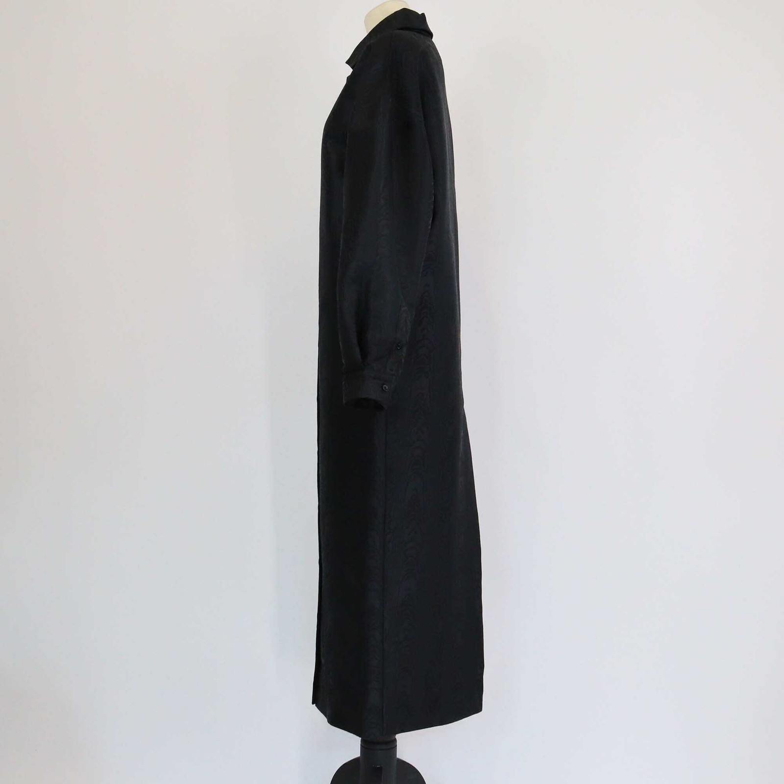 Balenciaga Black Jacquard Pattern Long Sleeve Midi Shirt Dress