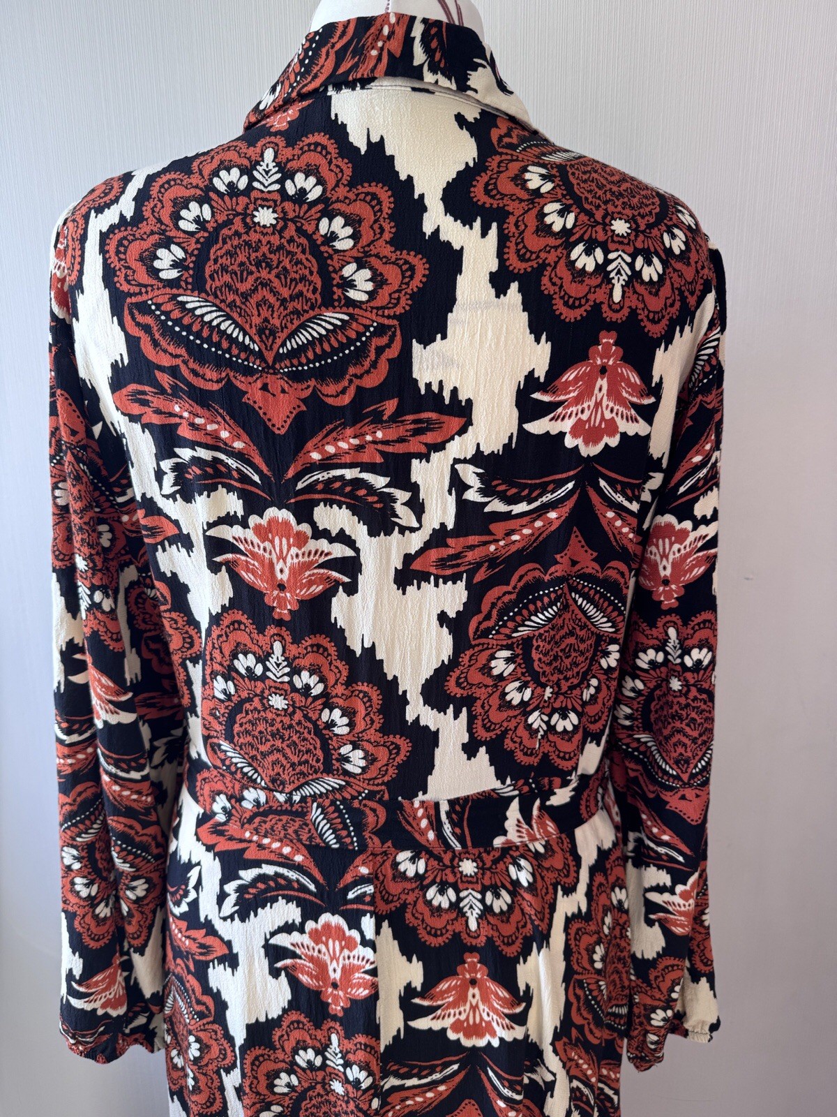 Full Length Patterned Long Sleeve Collared Shirt Dress From F&F Size 20