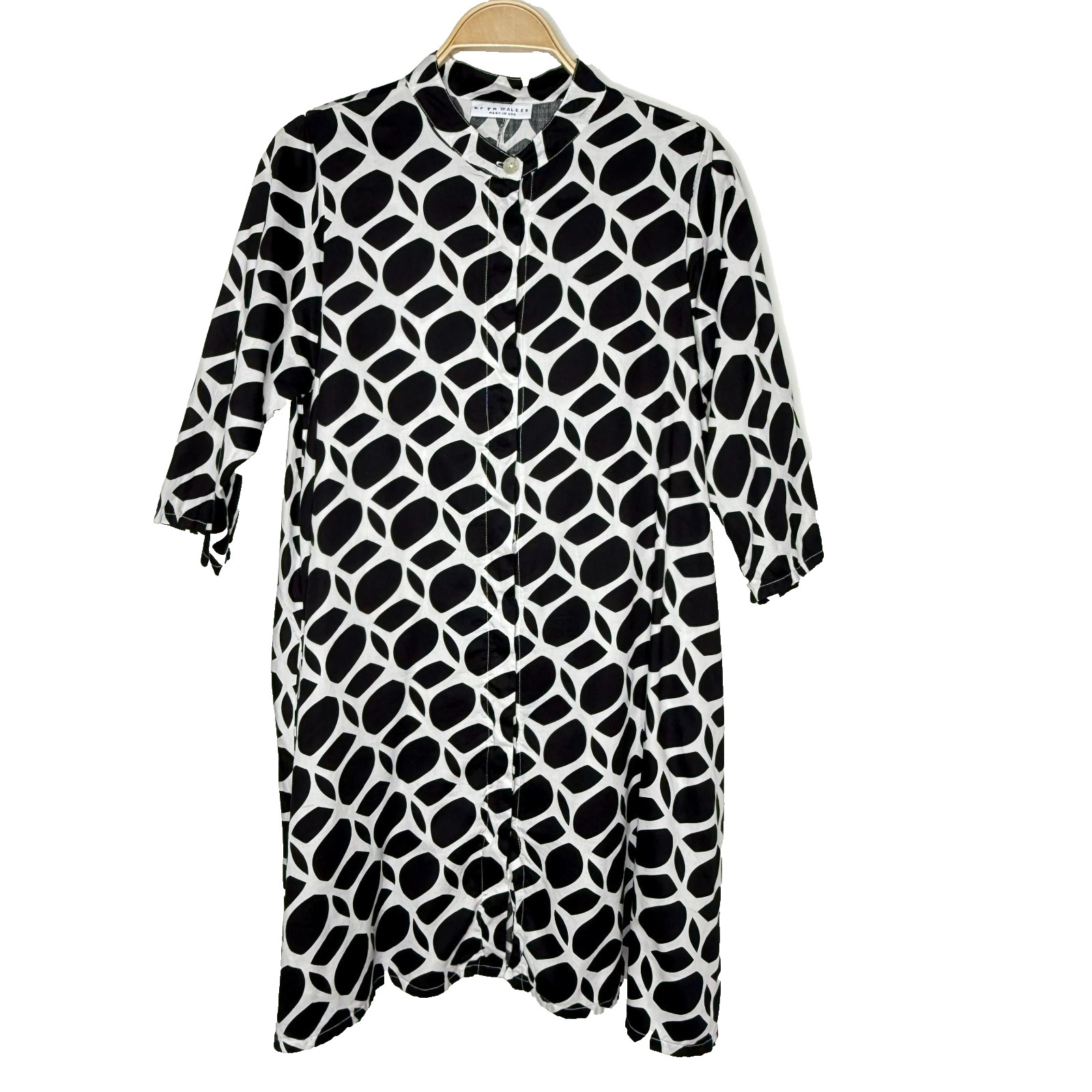 Bryn Walker XXS Black & White Cotton Winona Lagenlook Tunic Dress Pockets