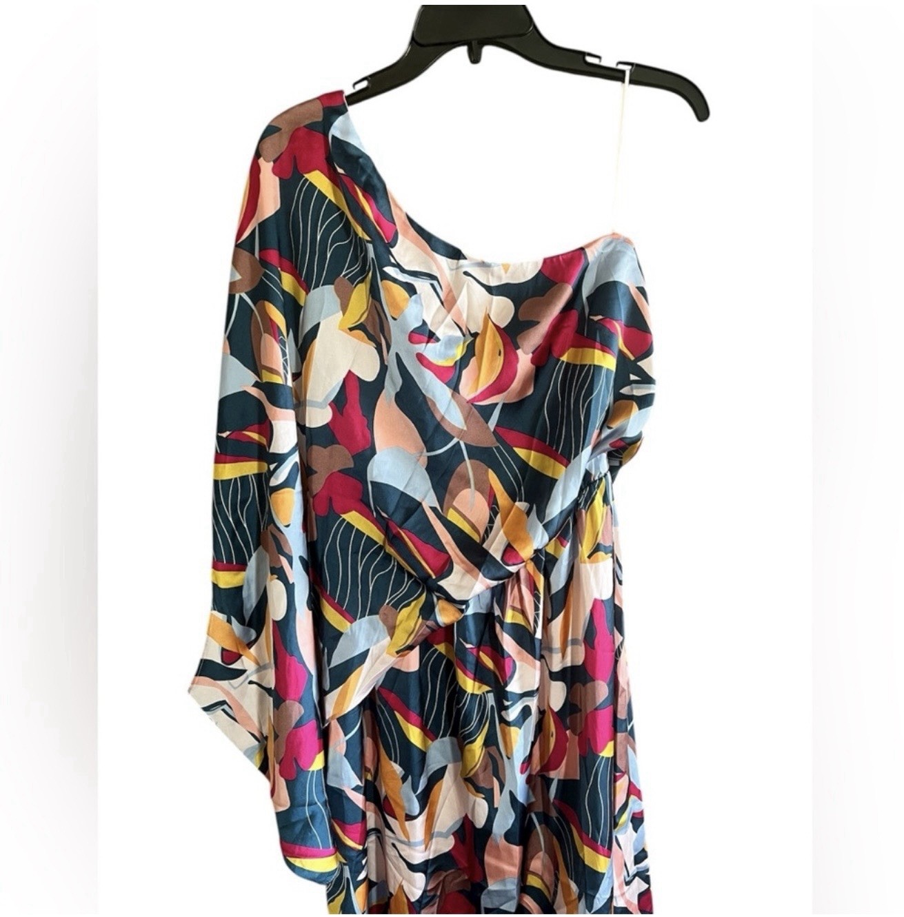 Mittoshop Women’s One Shoulder Maxi Dress M Floral Boho Vacation Cottagecore