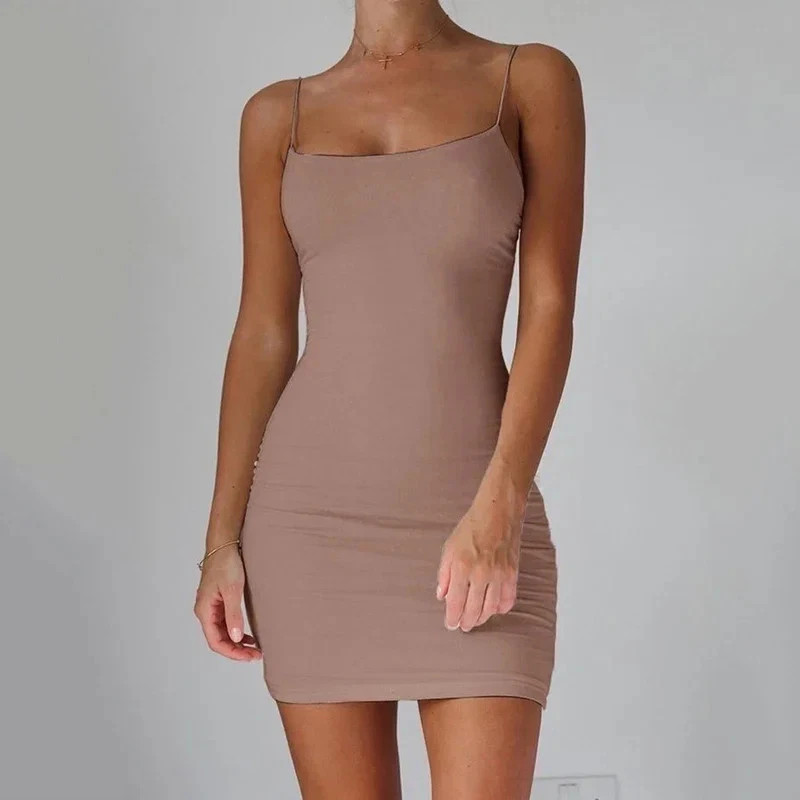 Summer Spaghetti Strap Mini Dress 2026 Women Sexy Bodycon Club Party Dresses