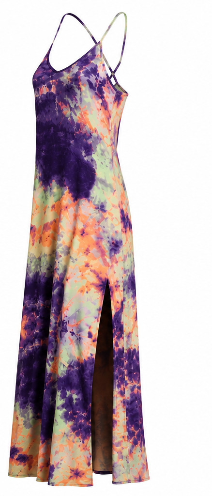 True Rock Tie Dye Maxi Dress With Side Slit Size L