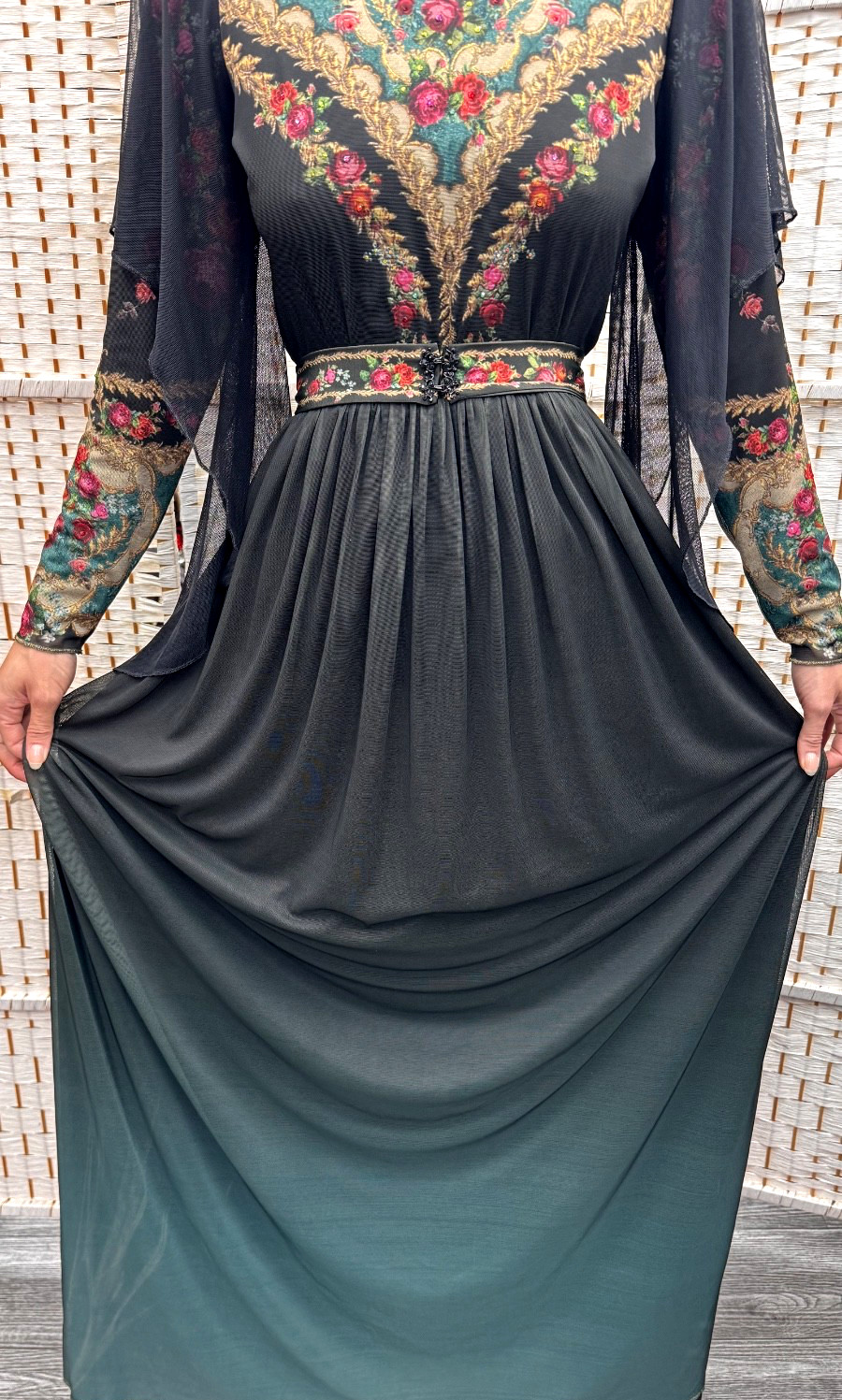 Negrin Elegant Full length Floral dress Size – S – NWT.