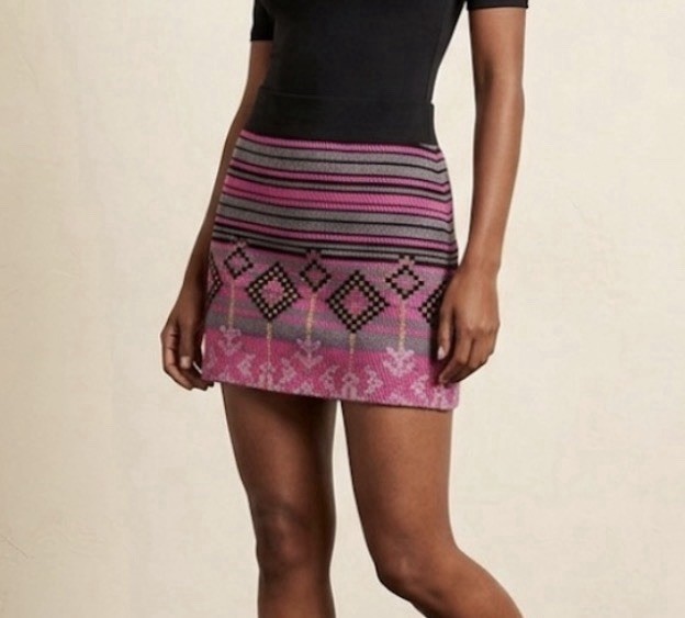 Milly Pink & Grey Geometric Mini Skirt Size 4 French Fabric Made in USA