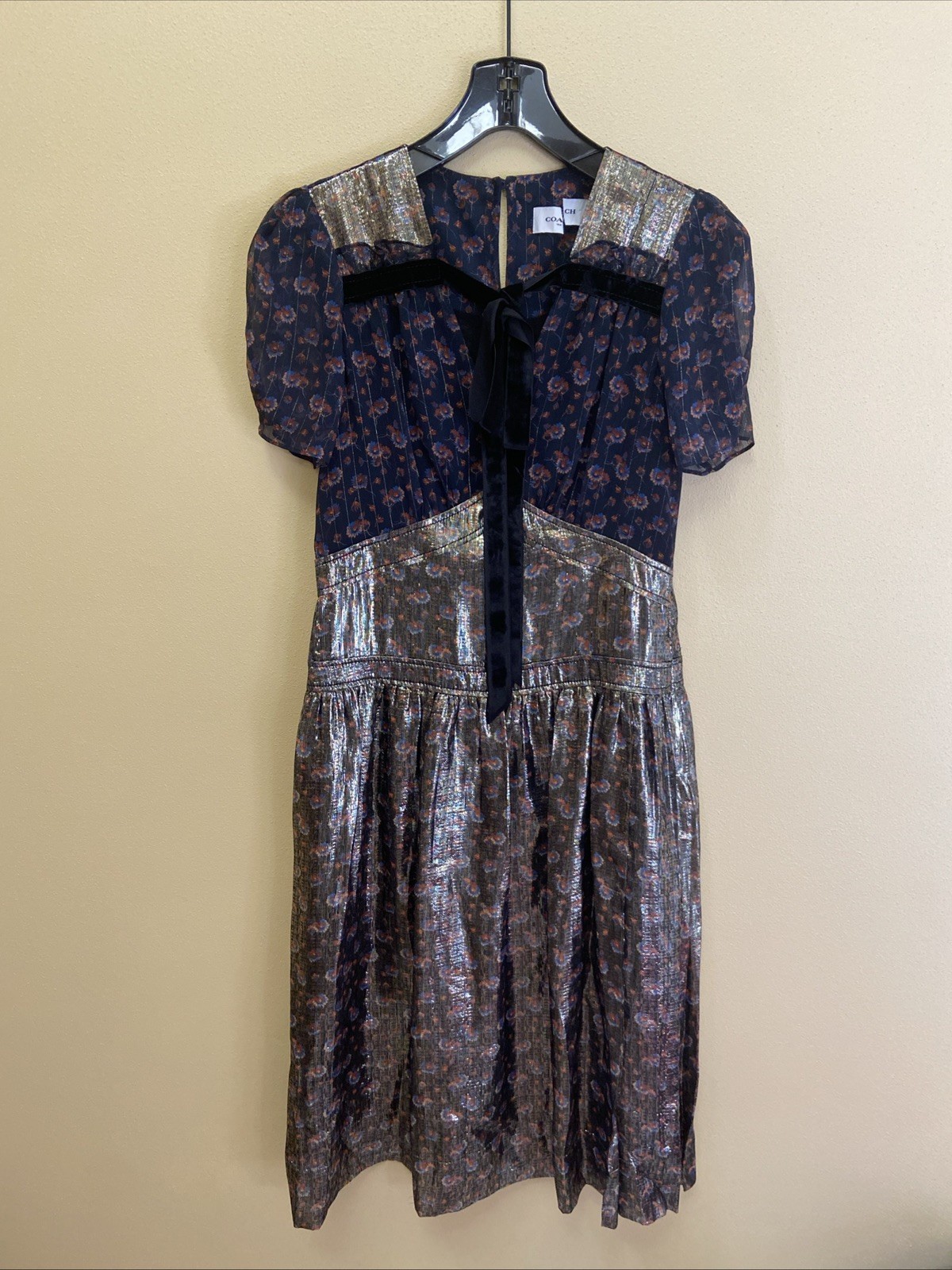 COACH 1941 Floral Print Metallic Silk/Velvet Size 0