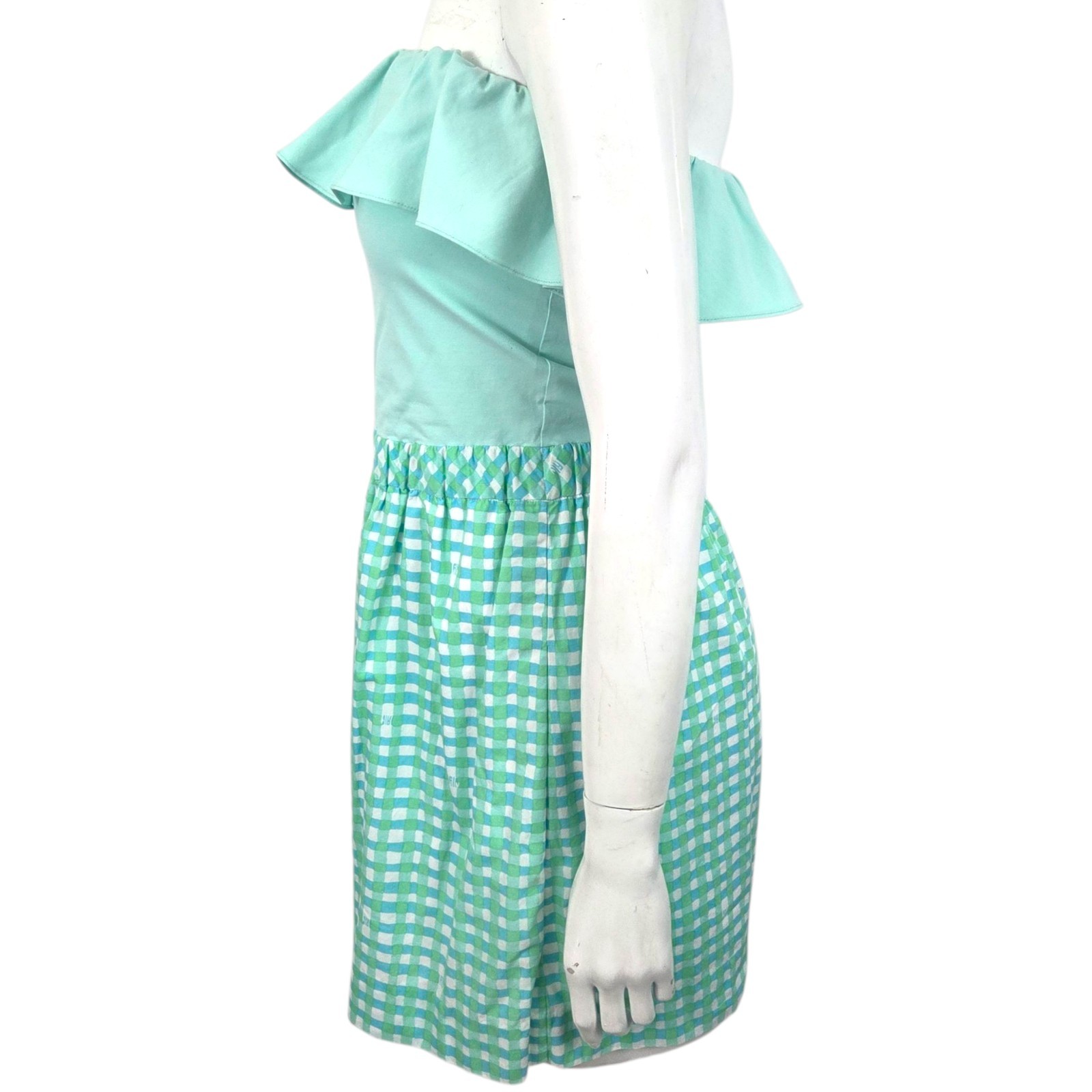 Lilly Pulitzer Strapless Ruffle Gingham Mini Dress Womens Medium Cottagecore