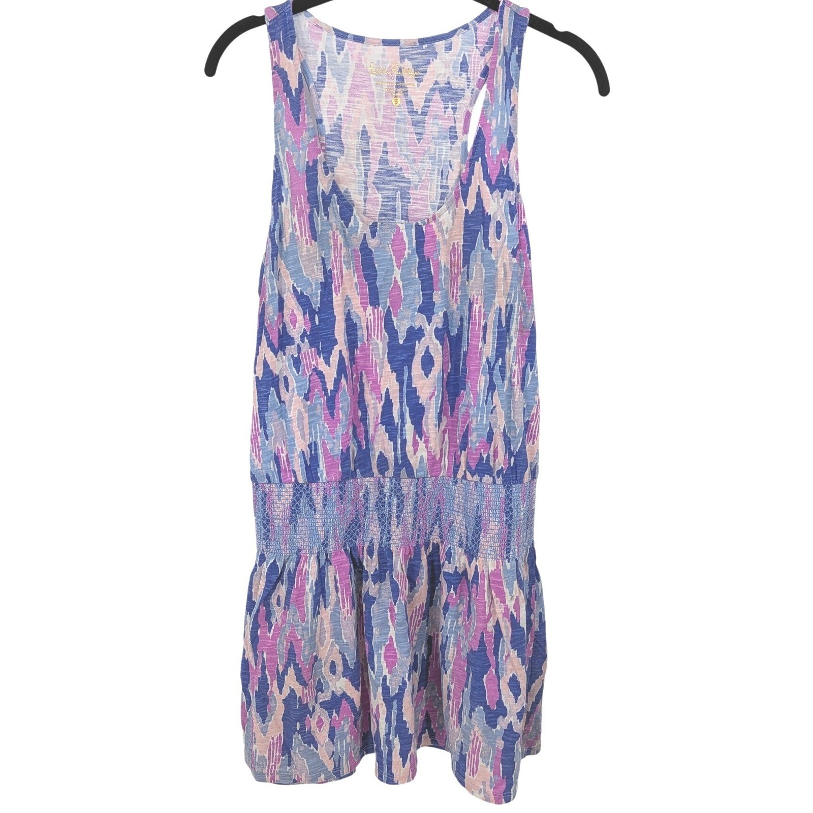 Lilly Pulitzer Tideline Dress Women Small Purple Abstract Ikat Smock Drop Waist