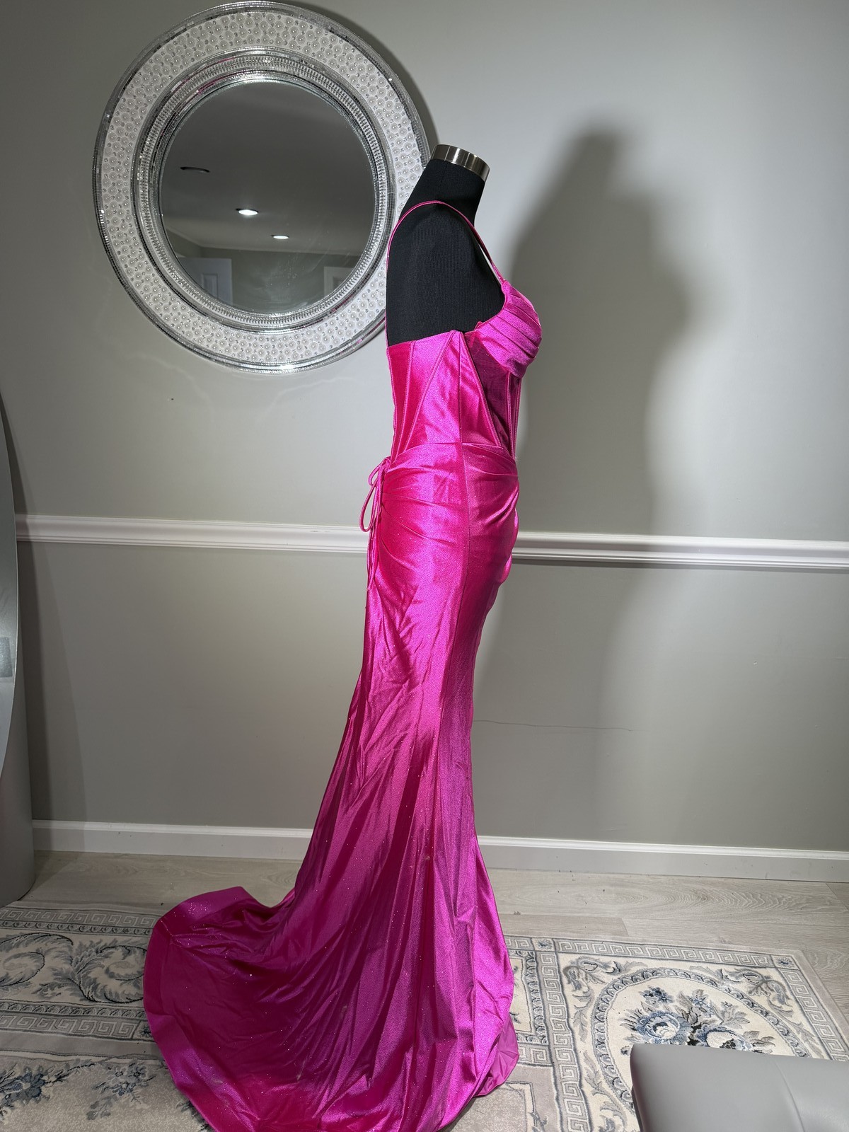 Cinderella Divine Fuchsia Pink Strapless Corset Prom Formal Gown Size 6