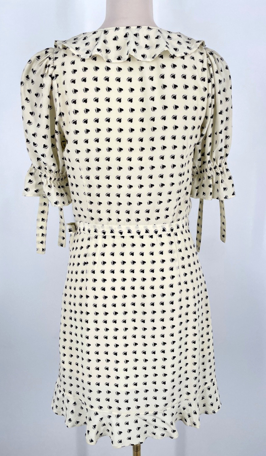For Love and Lemons womens size S Sweetheart Wrap Mini Dress in Creme Hearts