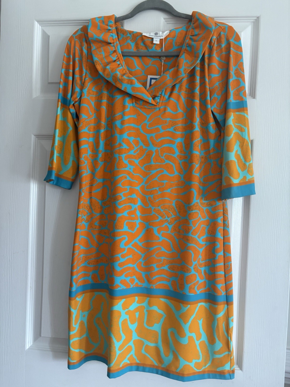 Jean-Pierre Klifa Paris Daphne Chainlink Printed Shift Dress L Fits Like M
