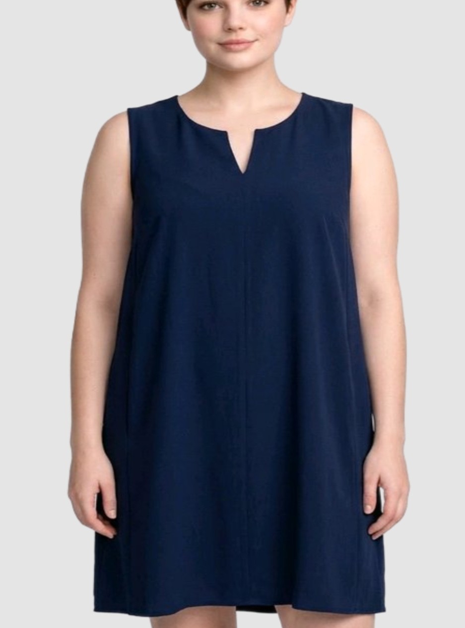 TALBOT’S Plus 3X (26/28) Dark Blue Sl/less Ponte Knit Dress $99