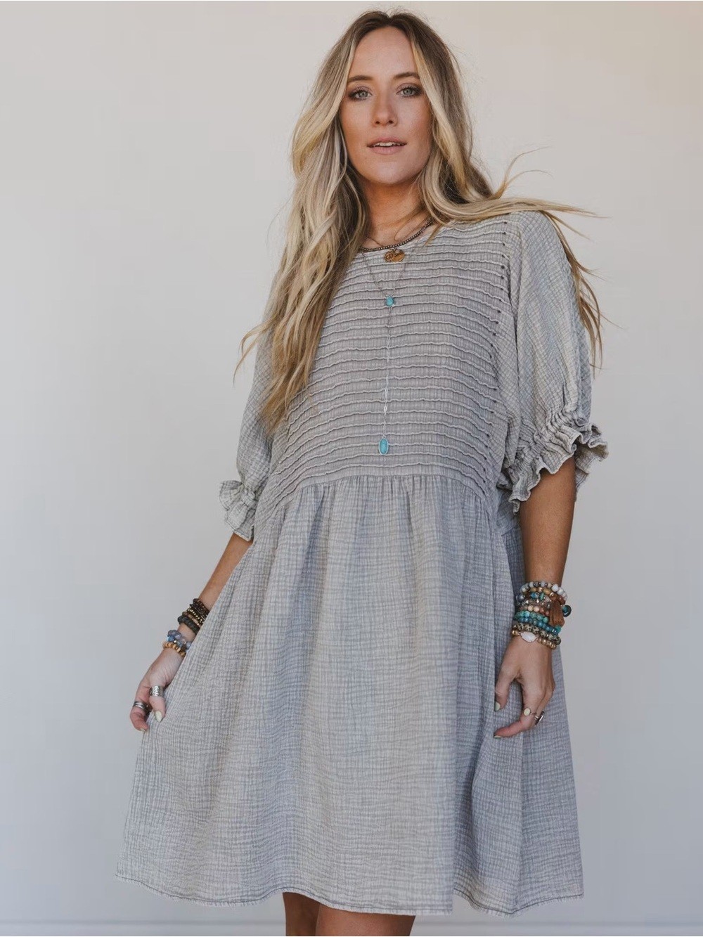 Easel Smocked Midi Gauze Medium