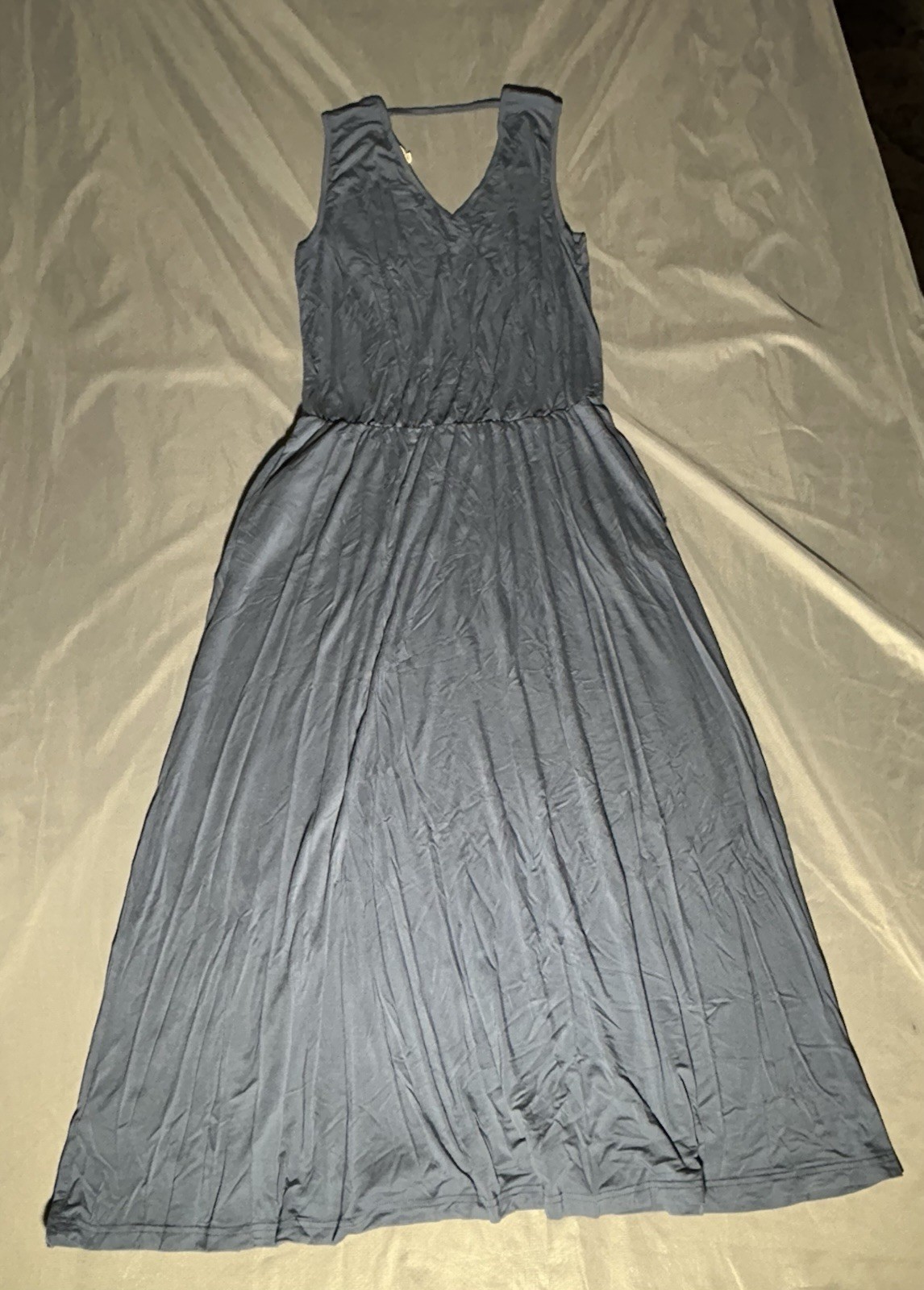 Maxi Dress with Pockets Indigo Thread Co. Sleeveless Solid Blue Size XL