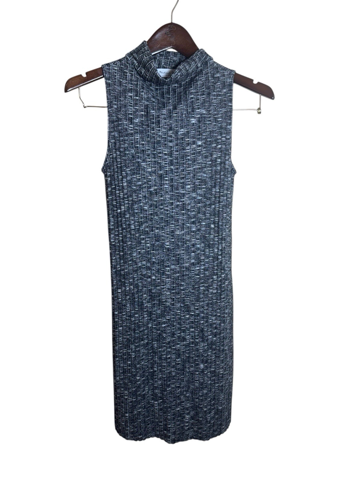 Michael Stars Women’s XS Ribbed Midi Tank Soft Dress Gray Mock Turtleneck NWOT