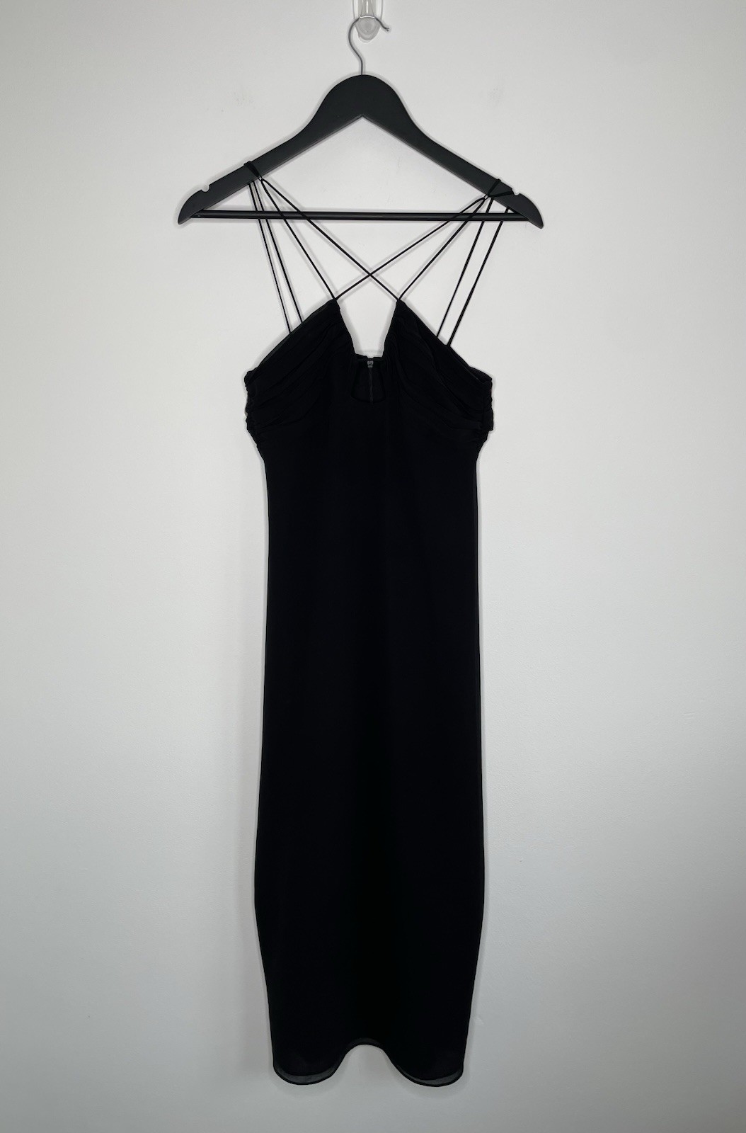 NWT Zara Black Dress Cross Strap Midi Evening Cocktail Party Holiday XS