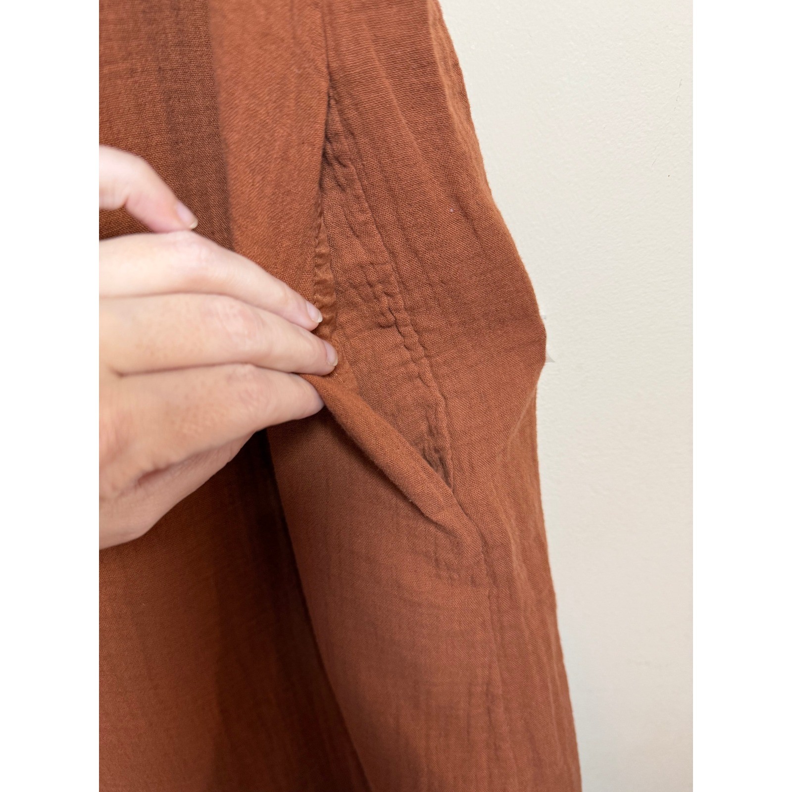 Universal Thread Rust Orange Gauze Cotton Shift Dress Womens Medium Boho Pockets