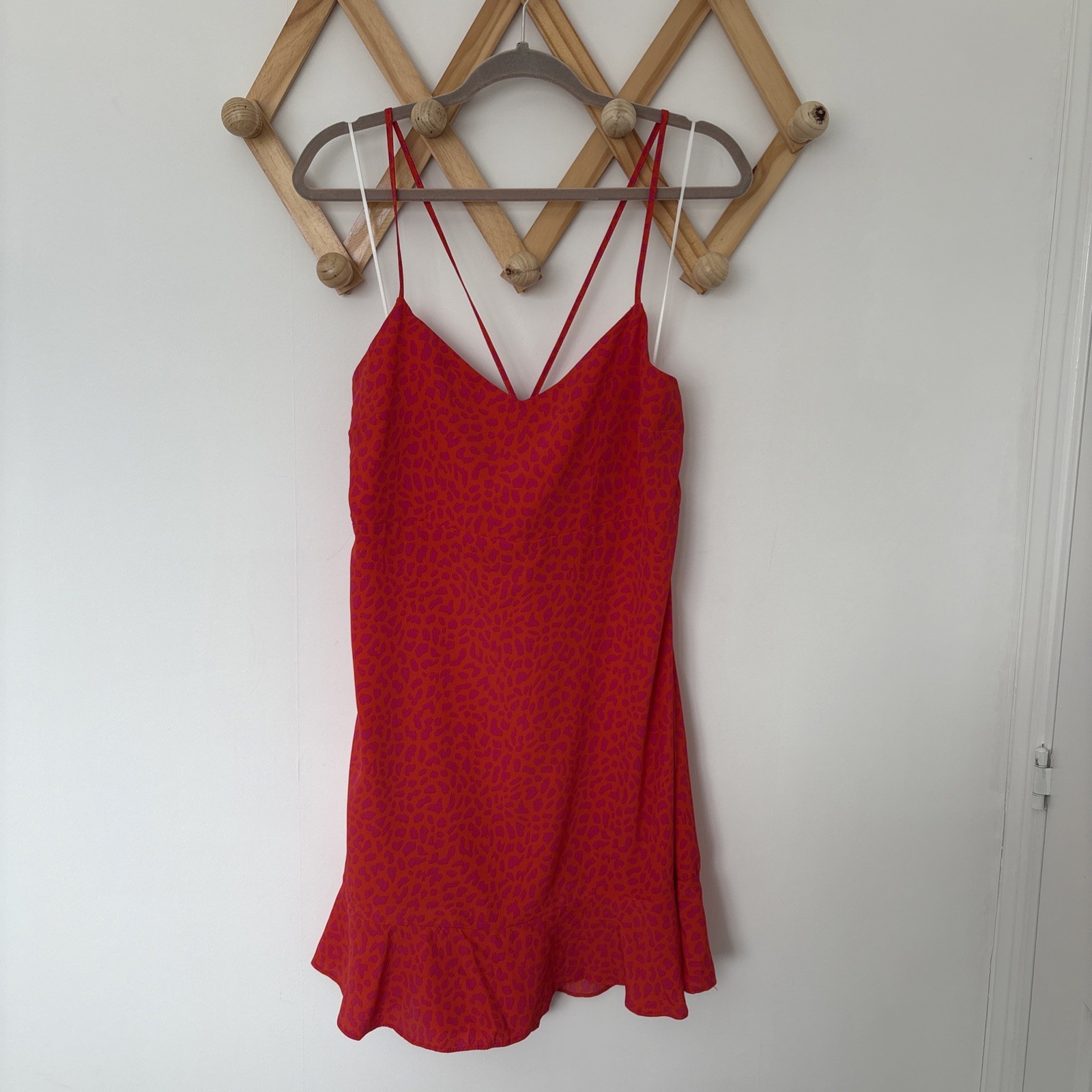BNWT PEP&CO Red Pink Animal Print Strappy A-Line Dress 16