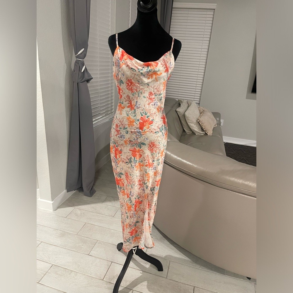 Anthropologie paper heart floral print slip dress S