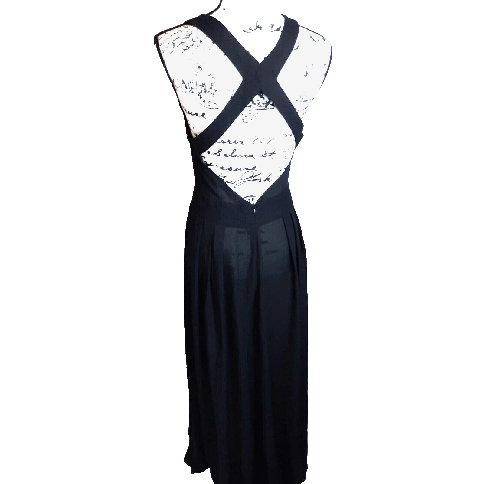 Halter Sheer Strappy Open Back Maxi Dress Large Black Whimsigoth Dark Romantic