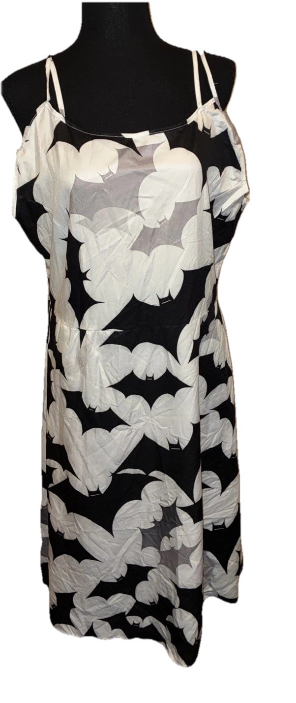 White Black & Gray Bat Theme Pattern Sleeveless Dress 21.5” Chest 40” Length
