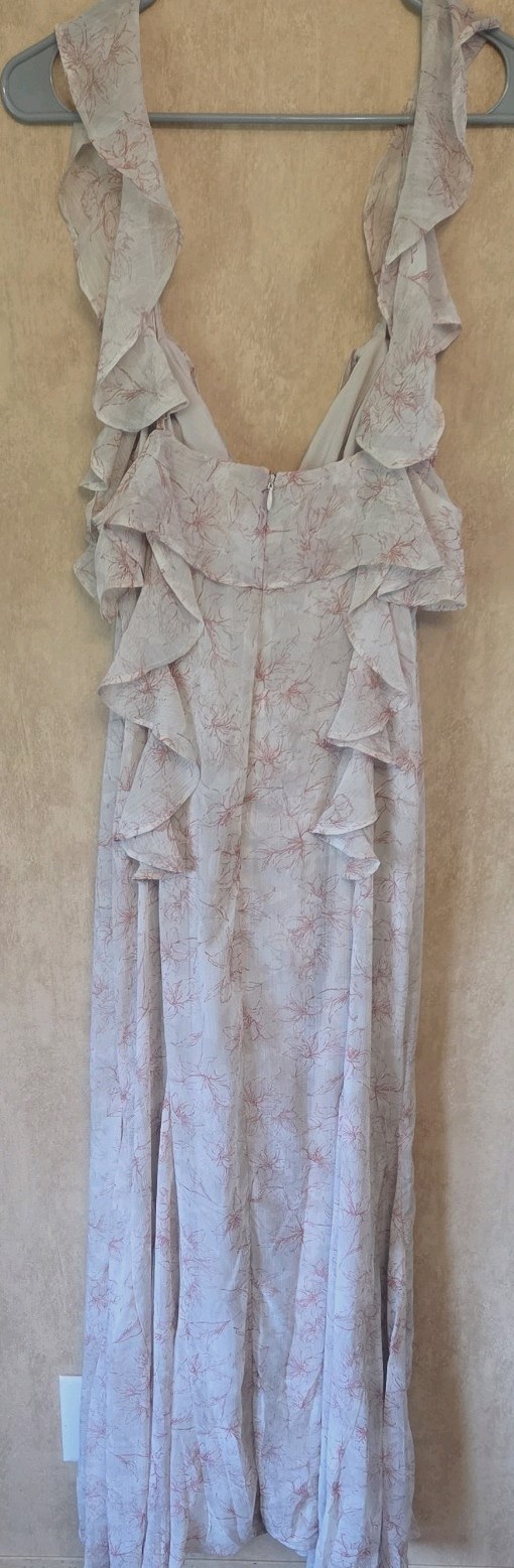 Storia Women’s Ruffle Floral Lined Maxi Dress Size L Fairy Whimsical Princess